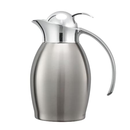 Service Ideas Nicollet Push Button Stainless Vacuum Insulated Carafe, 20 Ounce, Brushed NIC06BSPB